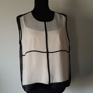 Narciso Rodriguez Blush & Black Lined Sleeveless Top(L) NWOT